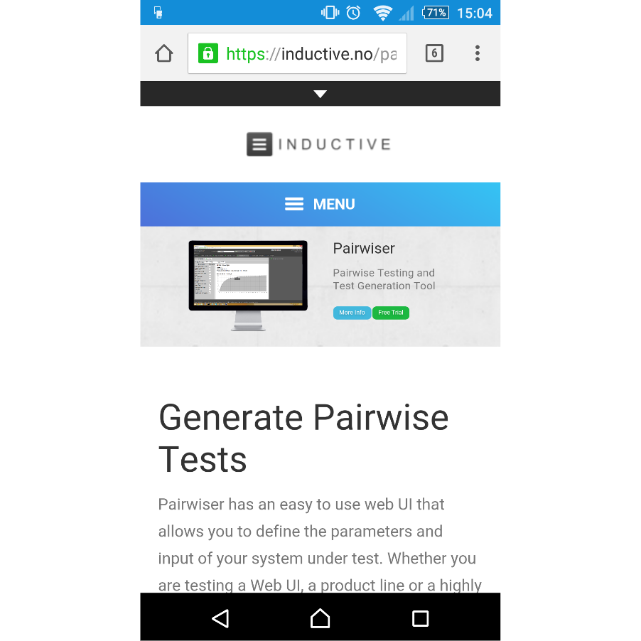 In this example, we are testing a website. Pairwise testing is very well suited for this testing problem.
